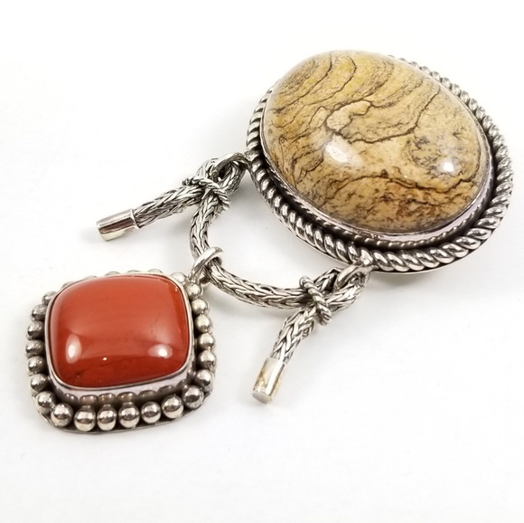 QVC Jewelry - Artisan Sterling Picture & Red Jasper Pin/Pendant